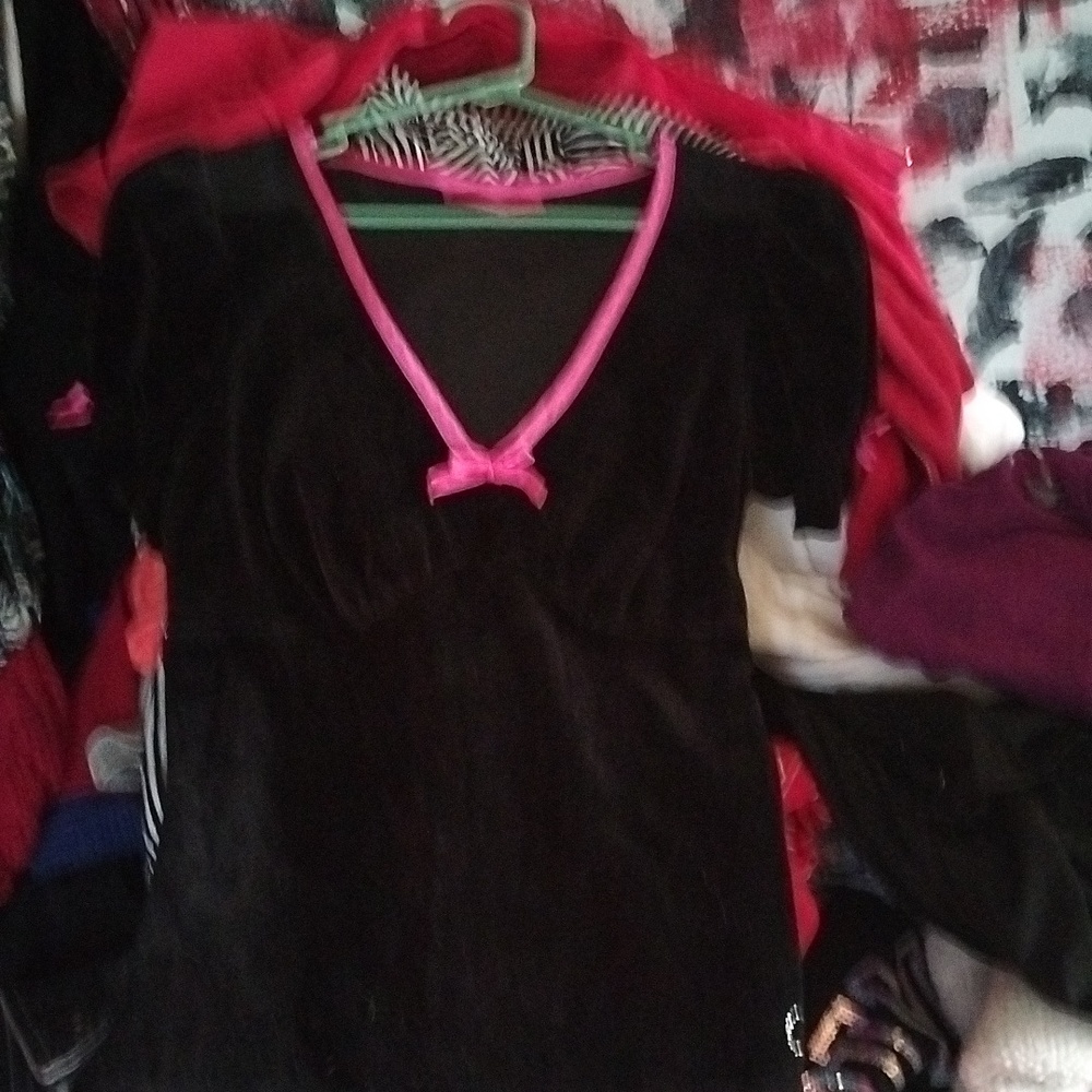 Betsey Johnson black velor short sleeve top.new, never worn EVER!
